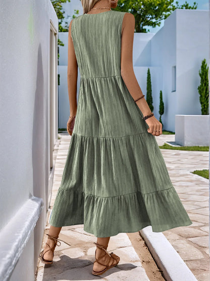 Einfarbiges Und Bequemes Weit Geschnittenes A-Linien-Midikleid