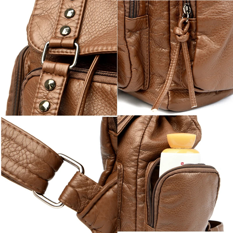 Hochwertiger Damenrucksack Aus Weichem Leder