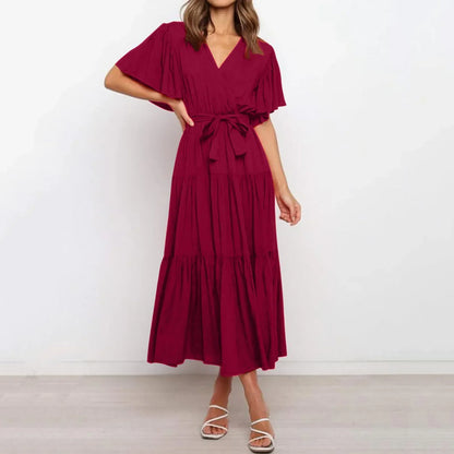 Vintage Maxikleid Mit Tiefem V-Ausschnitt