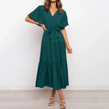 Vintage Maxikleid Mit Tiefem V-Ausschnitt
