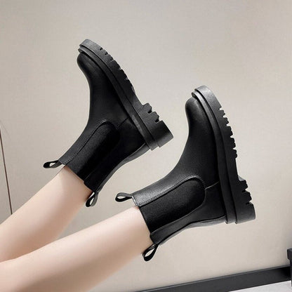 Schwarze Lederstiefel Mit Hohem Absatz