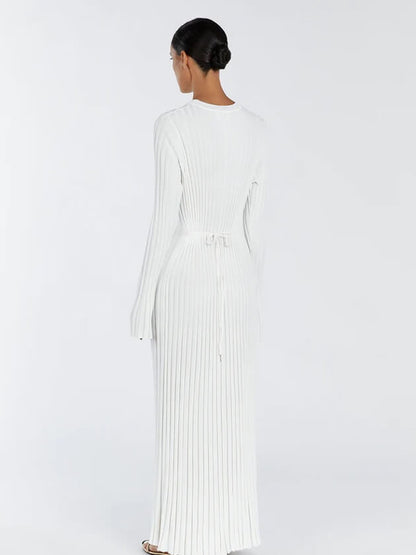 Langärmliges, Gestreiftes Maxikleid