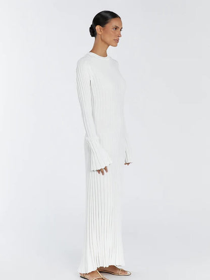 Langärmliges, Gestreiftes Maxikleid