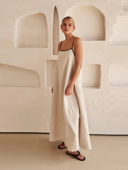 Maxikleid Mit Eckigem Ausschnitt Und Dünnen Trägern