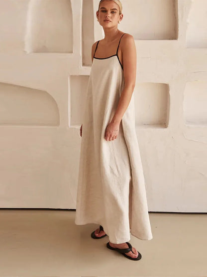 Maxikleid Mit Eckigem Ausschnitt Und Dünnen Trägern