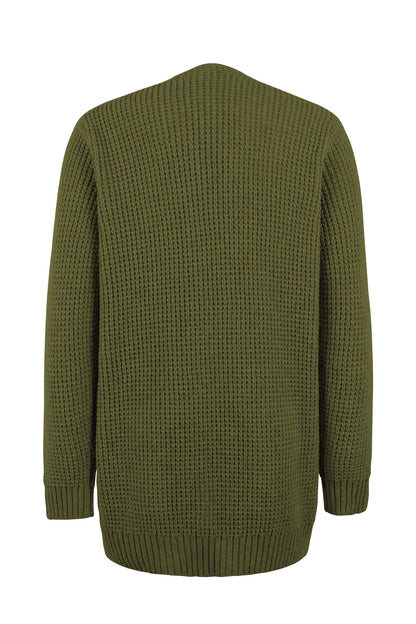 Damen-Cardigan Mit Langen Ärmeln, Taschen Und Offenem Frontdesign