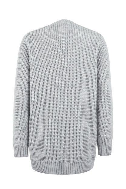 Damen-Cardigan Mit Langen Ärmeln, Taschen Und Offenem Frontdesign