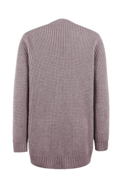 Damen-Cardigan Mit Langen Ärmeln, Taschen Und Offenem Frontdesign
