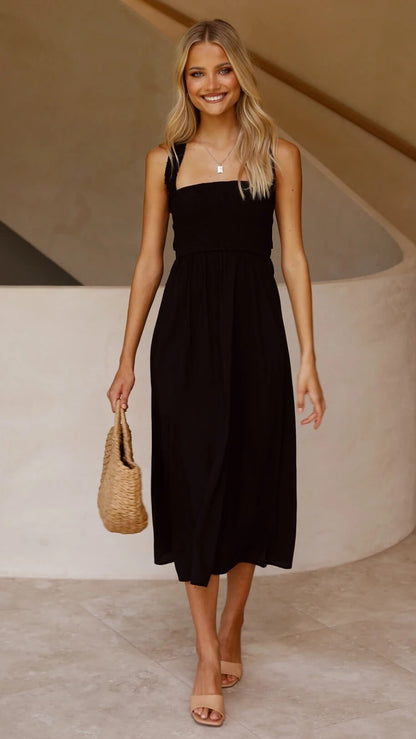 Elegantes Midikleid Mit Quadratischem Ausschnitt