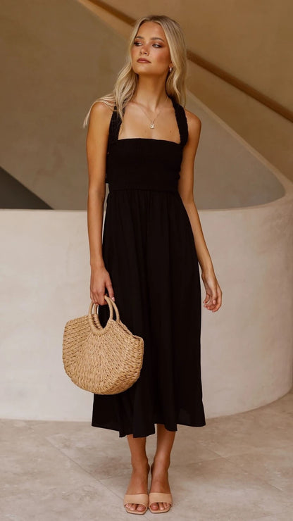 Elegantes Midikleid Mit Quadratischem Ausschnitt