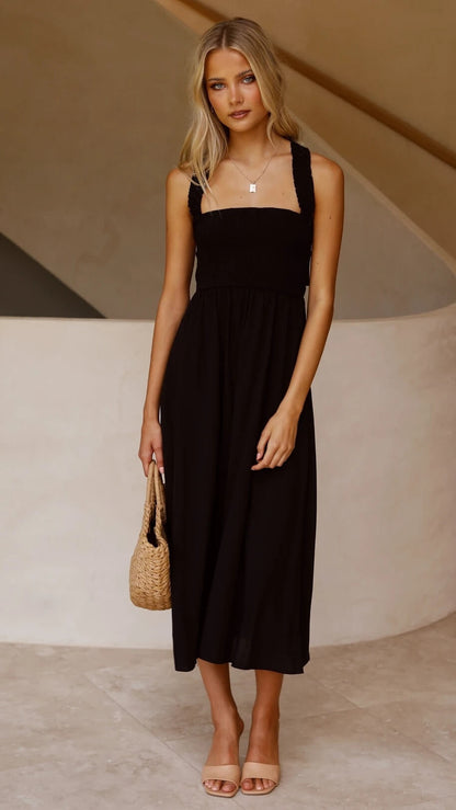 Elegantes Midikleid Mit Quadratischem Ausschnitt