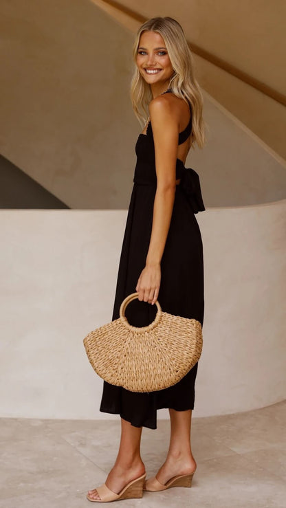 Elegantes Midikleid Mit Quadratischem Ausschnitt