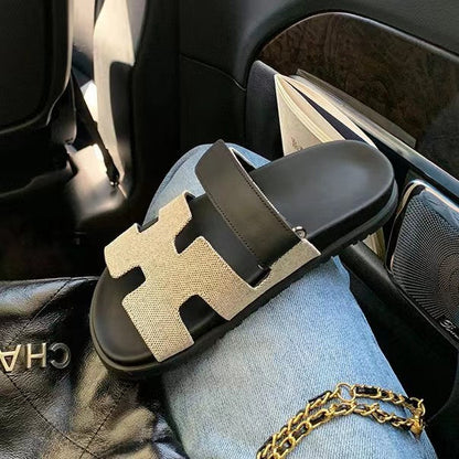 Bequeme Sommer-Hausschuhe İm Römerstil Mit H-Form Und Klettverschluss