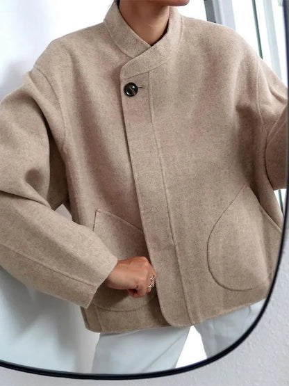 Lässige Vintage-Damenjacke Mit Rundhalsausschnitt