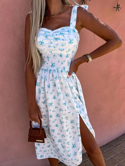 Stilvolles Midikleid Mit Tiefem Ausschnitt Und Schlitz