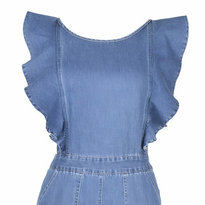 Jeans-Overall Mit Offenem Rückendetail