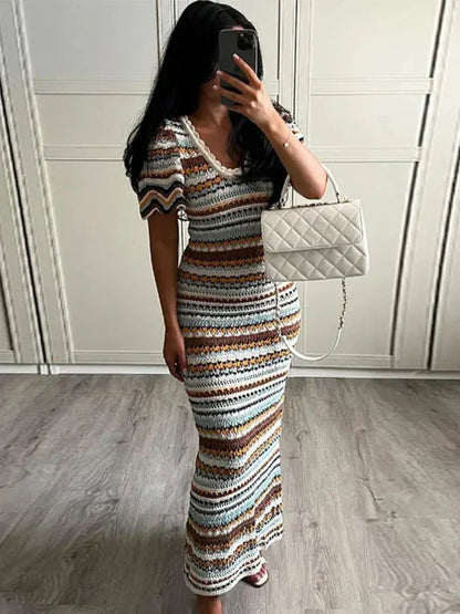 Sommerliches Kurzärmliges Midikleid