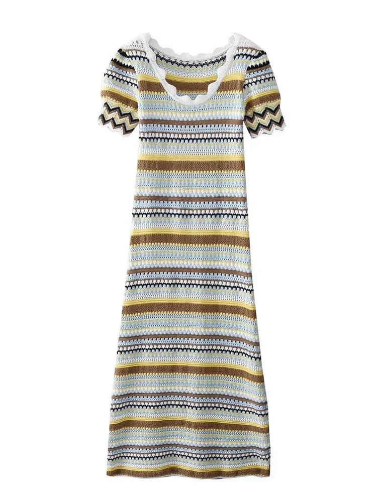 Sommerliches Kurzärmliges Midikleid