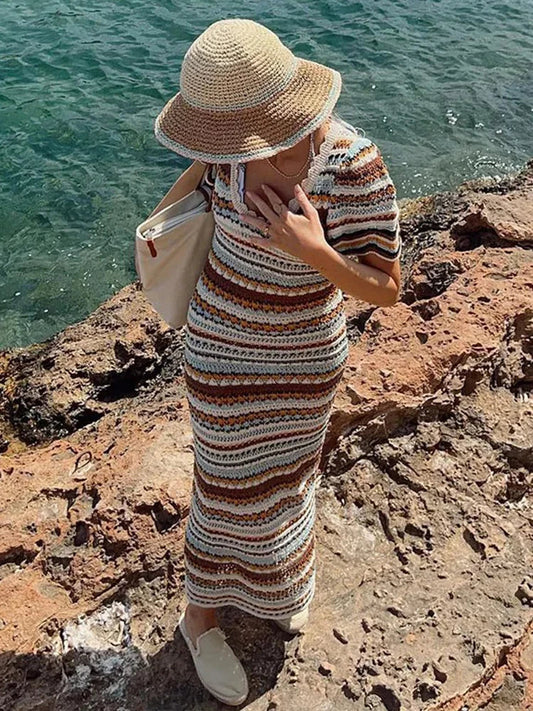 Sommerliches Kurzärmliges Midikleid