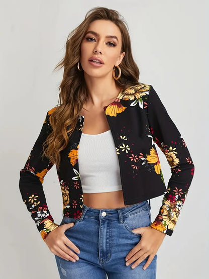 Stilvolle Jacke Mit Blumenmuster