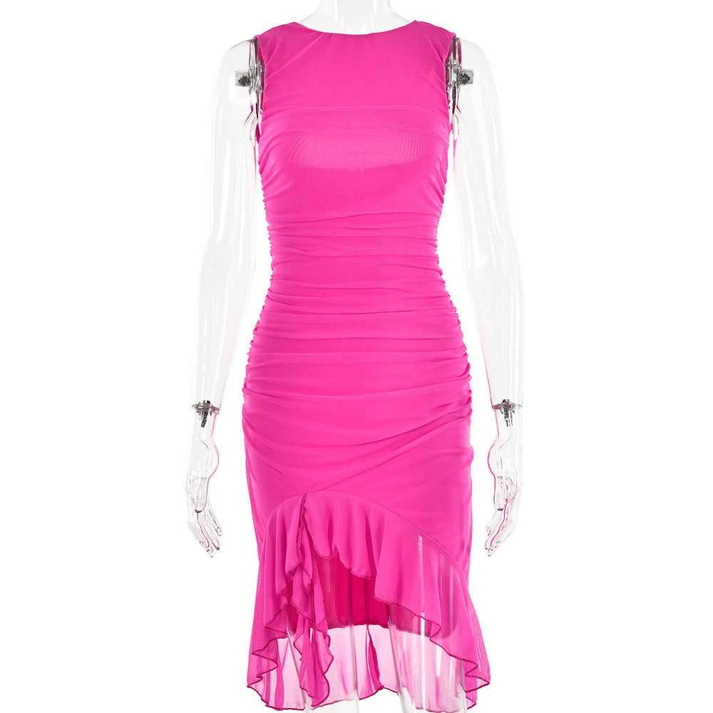 Ärmelloses Rückenfreies Midikleid