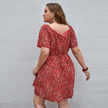 Damenkleid Mit V-Ausschnitt Und Blumenmuster