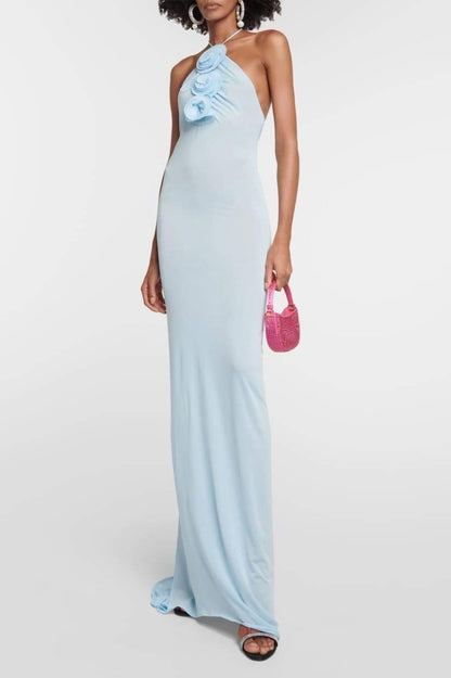 Neckholder-Maxikleid Mit Blumenapplikation