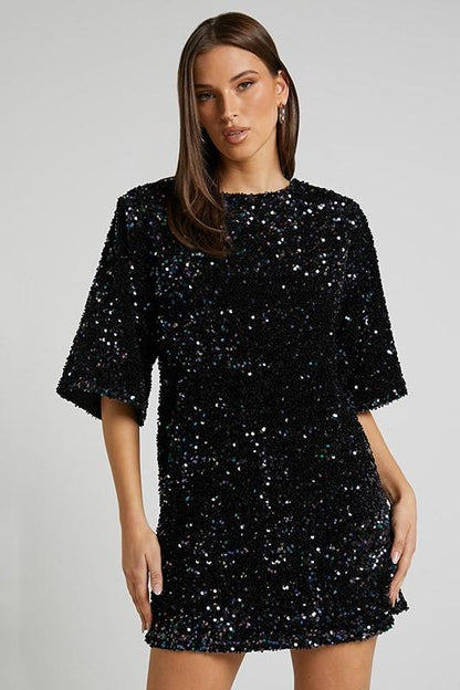 Rückenfreies Kleid Aus Samt Mit Pailletten