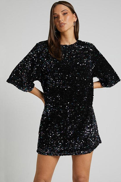 Rückenfreies Kleid Aus Samt Mit Pailletten