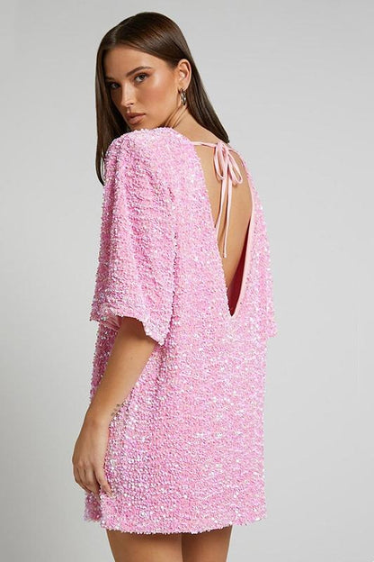 Rückenfreies Kleid Aus Samt Mit Pailletten