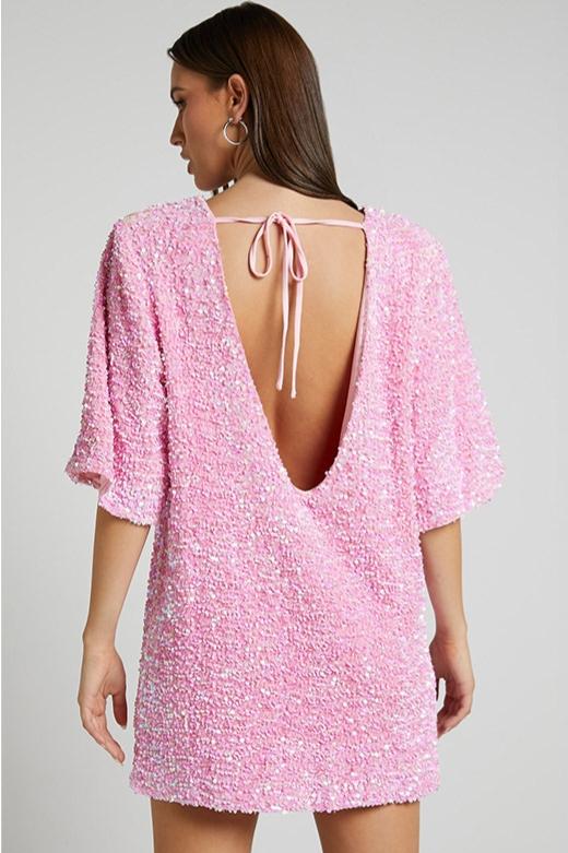 Rückenfreies Kleid Aus Samt Mit Pailletten