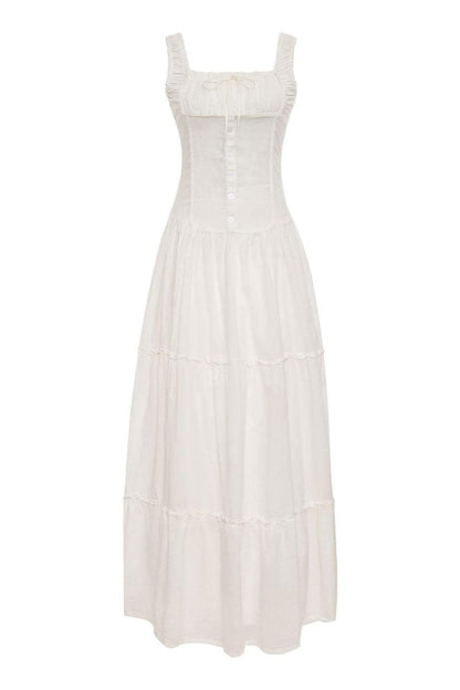 Halbtransparentes Maxikleid Mit Rüschen