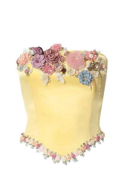 Trägerloses Crop-Top Mit Blumendetail