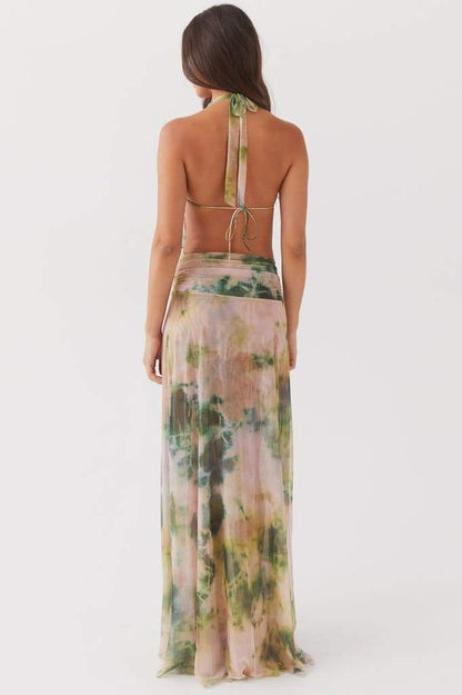 Bedrucktes Neckholder-Maxikleid