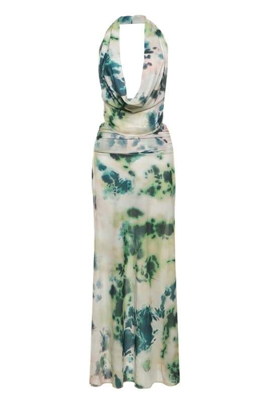 Bedrucktes Neckholder-Maxikleid