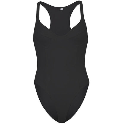 Schwarzer Bustier-Body Mit Herzausschnitt Und Hohem Beinausschnitt