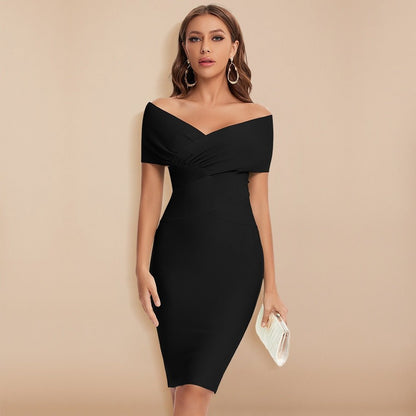 Stilvolles, Tailliertes Midikleid Mit V-Ausschnitt