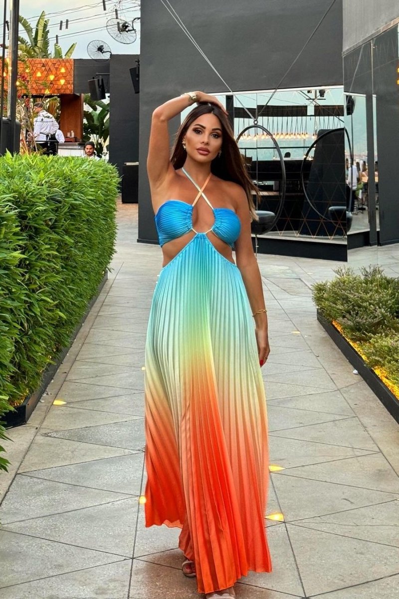 Maxikleid Mit Farbverlauf Und Plissee