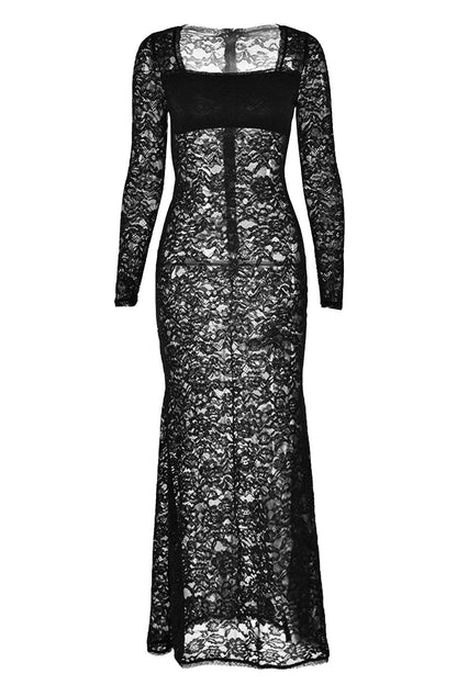 Maxikleid Aus Spitze Mit Eckigem Ausschnitt