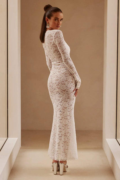 Maxikleid Aus Spitze Mit Eckigem Ausschnitt