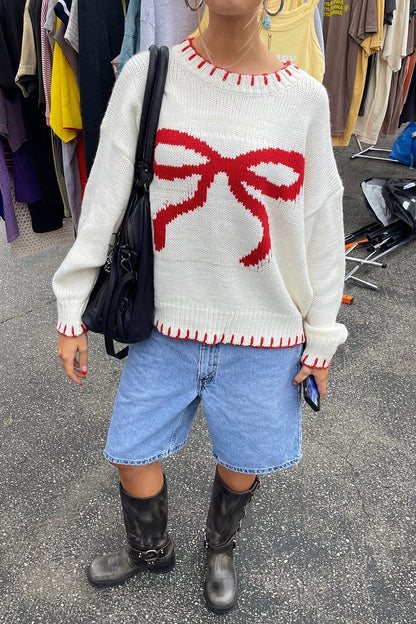 Strickpullover Mit Bändern Und Jacquardmuster