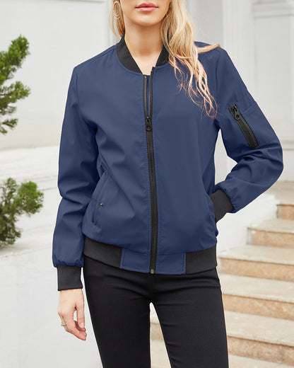 Schlichte Stehkragenjacke Mit Taschen