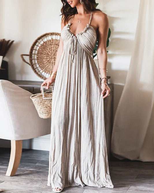 Neckholder-Plisseekleid Mit Offenem Rücken
