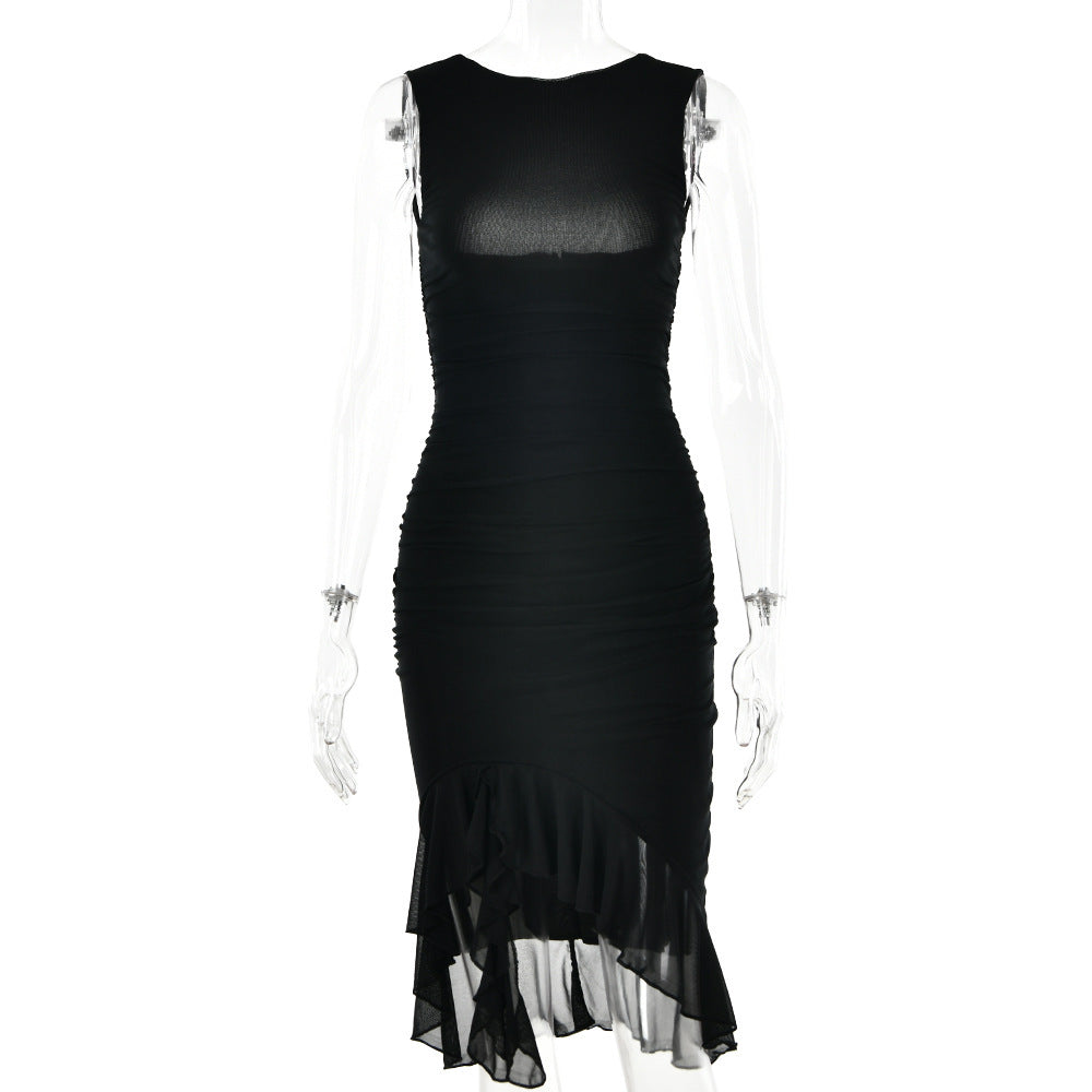 Ärmelloses Rückenfreies Midikleid