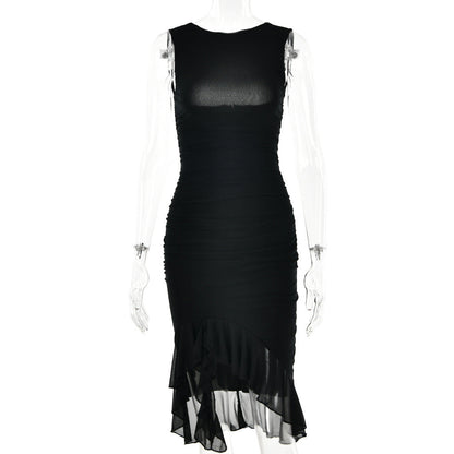 Ärmelloses Rückenfreies Midikleid