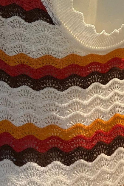 Rückenfreies Maxi-Strickkleid Mit Zickzack-Muster Und Kreuzmuster
