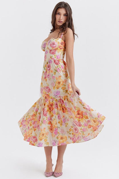Gemustertes Ausgestelltes Midikleid