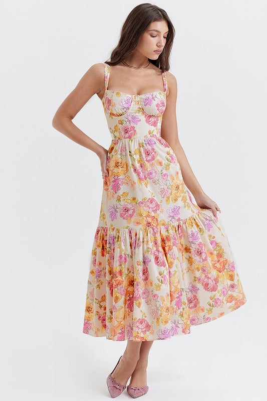 Gemustertes Ausgestelltes Midikleid