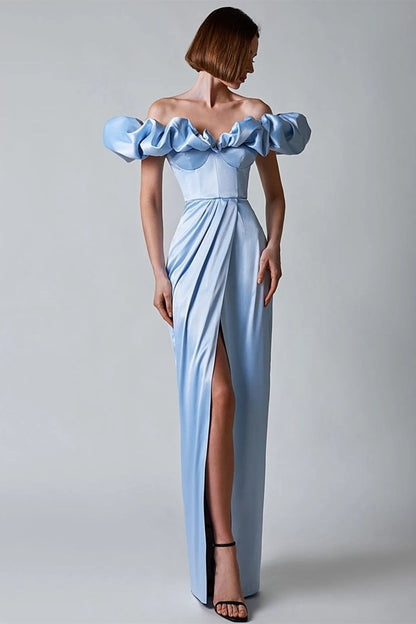 Schulterfreies Maxikleid Mit Schlitz