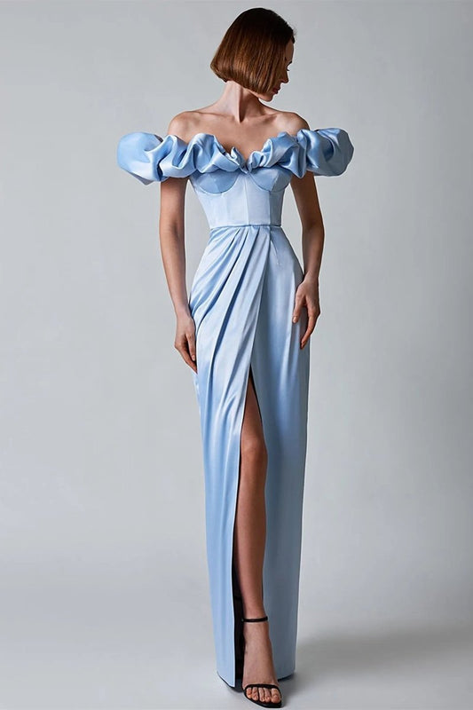 Schulterfreies Maxikleid Mit Schlitz